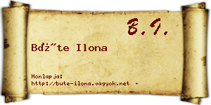 Büte Ilona névjegykártya